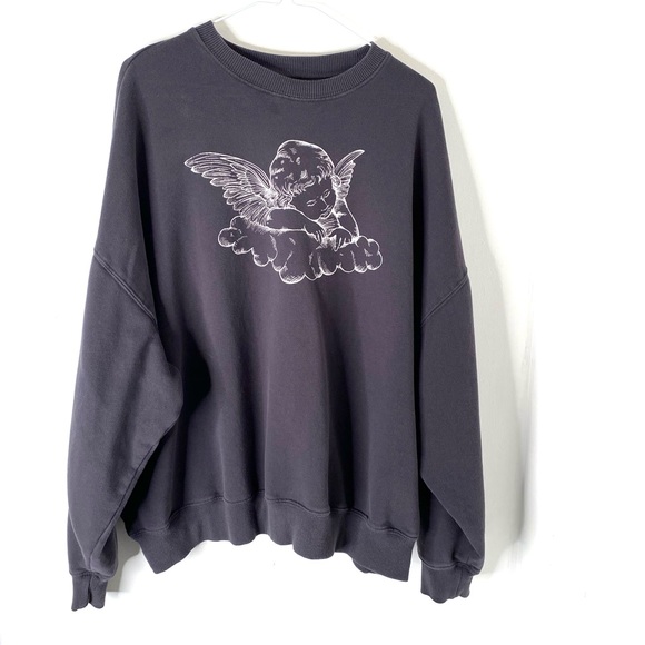 PacSun | Tops | Pacsun Dark Grey Cherub Angel Oversized Sweatshirt |  Poshmark